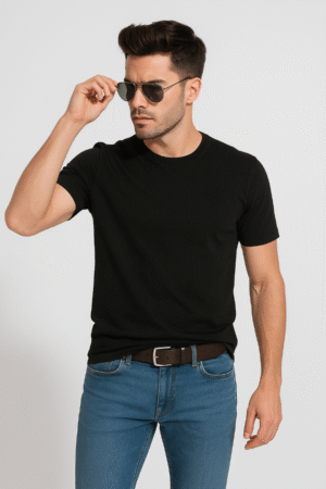 Classic Men’s Black Cotton T-Shirt – Comfortable Fit