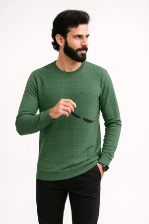Trendy green neck long sleeve T-Shirt for Men