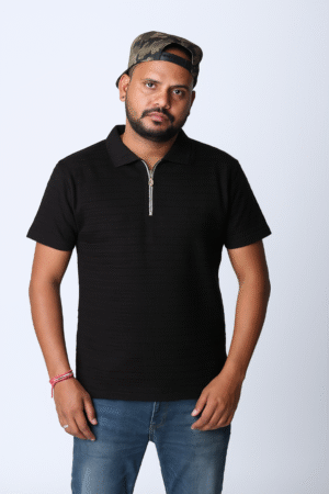 Men's Polo-Neck with Zip Closure Type T-Shirt | Half Sleeves